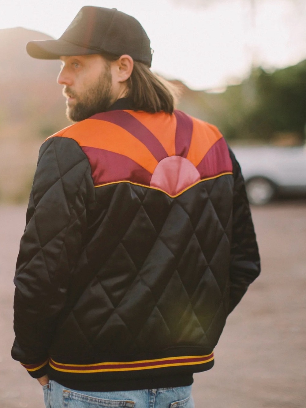CLASIC ROCK COUTURE 🌅🌵🏜️Black Rising Sun Unisex Bomber Jacket - Picture 6 of 10